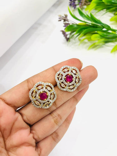 Red Golden Flower Earrings